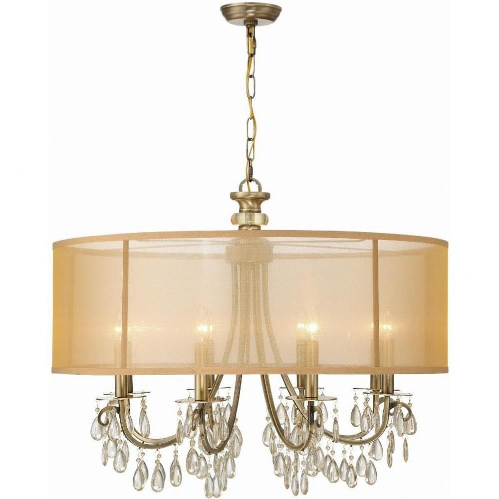 8-Light-Drum-Shade-Brass-Chandelier-1